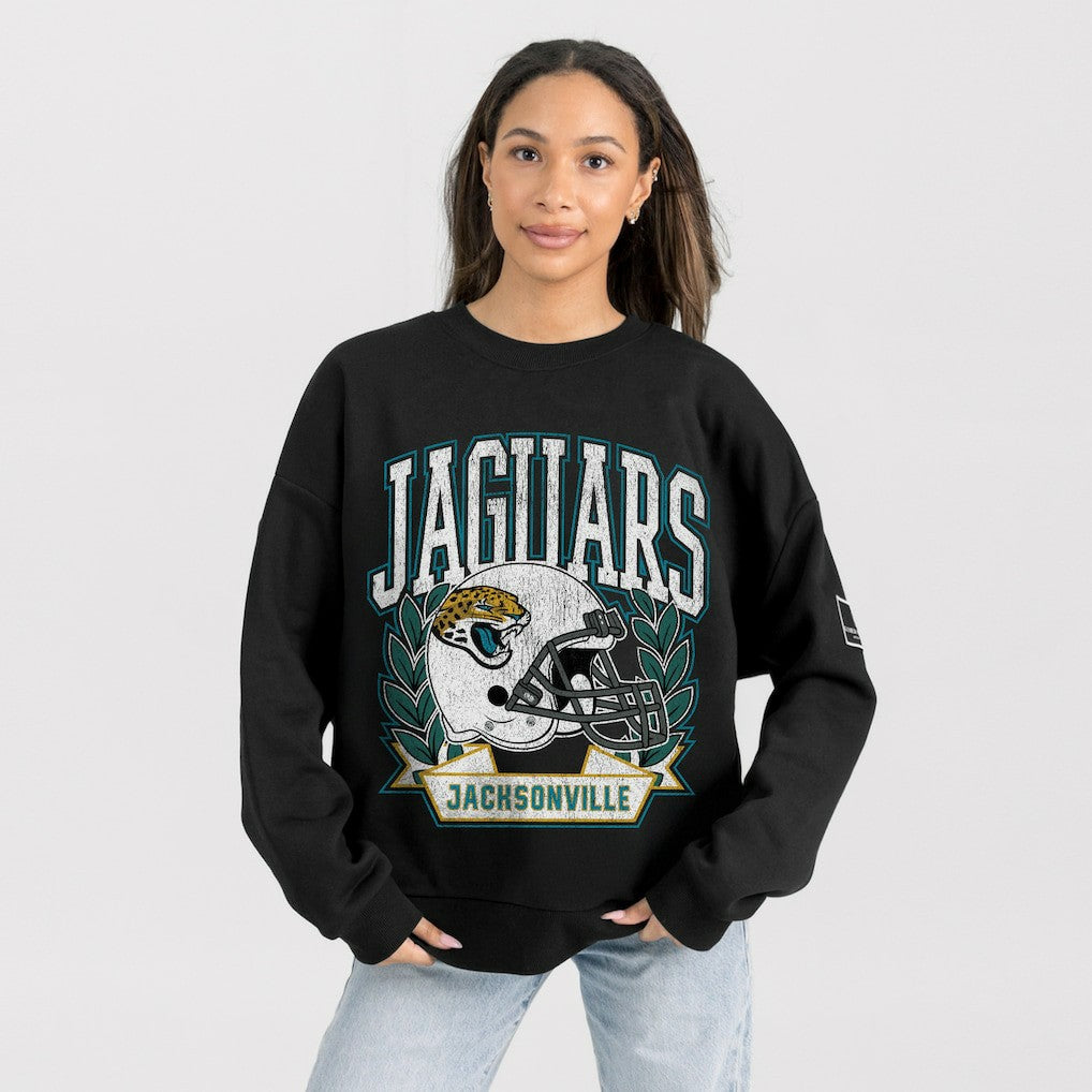 NFL Jacksonville Jaguars Gameday Couture Women's Oversized Victory Lane Black Label Premium Fleece Sweatshirt