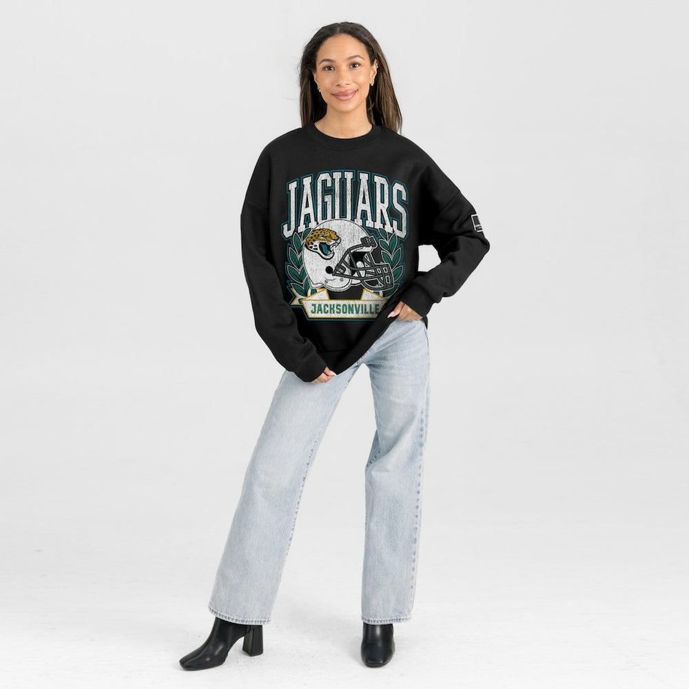 NFL Jacksonville Jaguars Gameday Couture Women's Oversized Victory Lane Black Label Premium Fleece Sweatshirt
