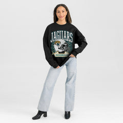 NFL Jacksonville Jaguars Gameday Couture Women's Oversized Victory Lane Black Label Premium Fleece Sweatshirt