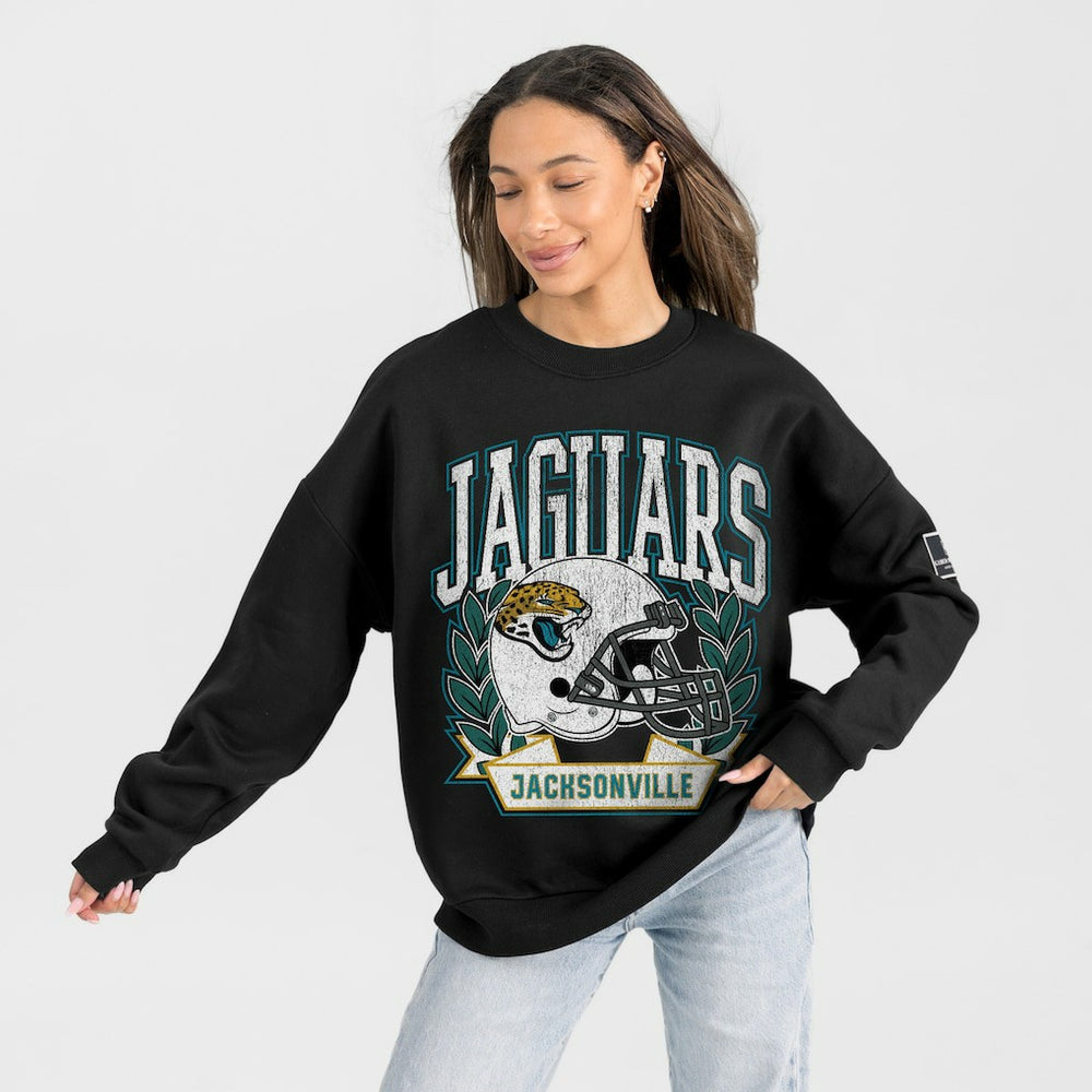 NFL Jacksonville Jaguars Gameday Couture Women's Oversized Victory Lane Black Label Premium Fleece Sweatshirt
