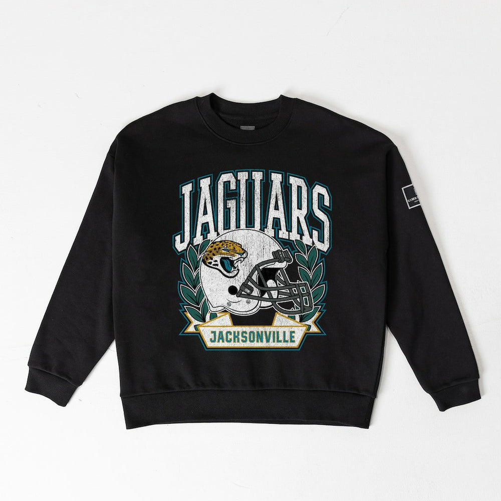 NFL Jacksonville Jaguars Gameday Couture Women's Oversized Victory Lane Black Label Premium Fleece Sweatshirt