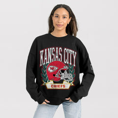 NFL Kansas City Chiefs Gameday Couture Women's Oversized Victory Lane Black Label Premium Fleece Sweatshirt