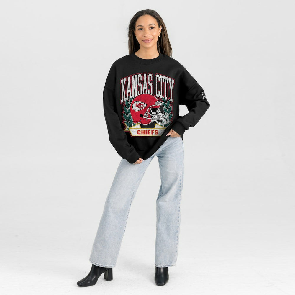NFL Kansas City Chiefs Gameday Couture Women's Oversized Victory Lane Black Label Premium Fleece Sweatshirt