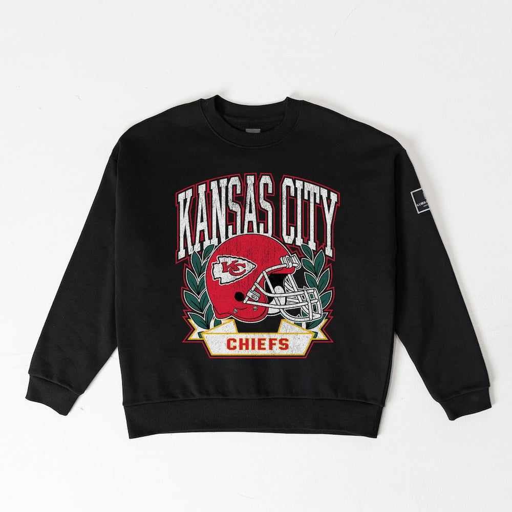 NFL Kansas City Chiefs Gameday Couture Women's Oversized Victory Lane Black Label Premium Fleece Sweatshirt