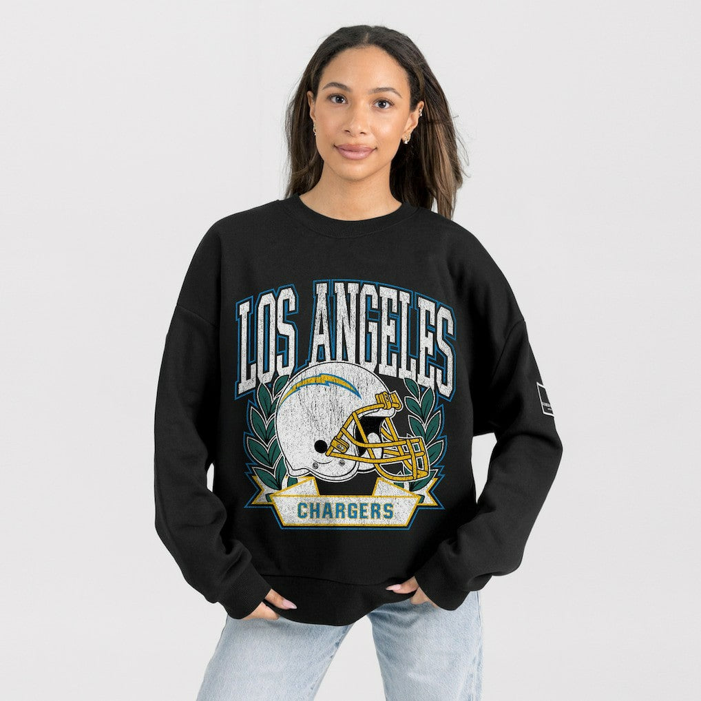 NFL Los Angeles Chargers Gameday Couture Women's Oversized Victory Lane Black Label Premium Fleece Sweatshirt
