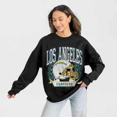 NFL Los Angeles Chargers Gameday Couture Women's Oversized Victory Lane Black Label Premium Fleece Sweatshirt