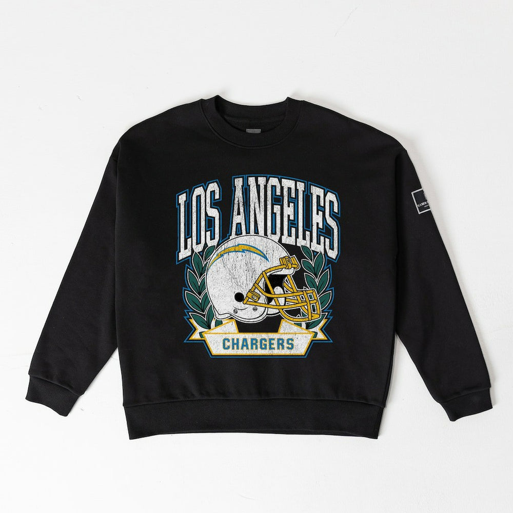 NFL Los Angeles Chargers Gameday Couture Women's Oversized Victory Lane Black Label Premium Fleece Sweatshirt