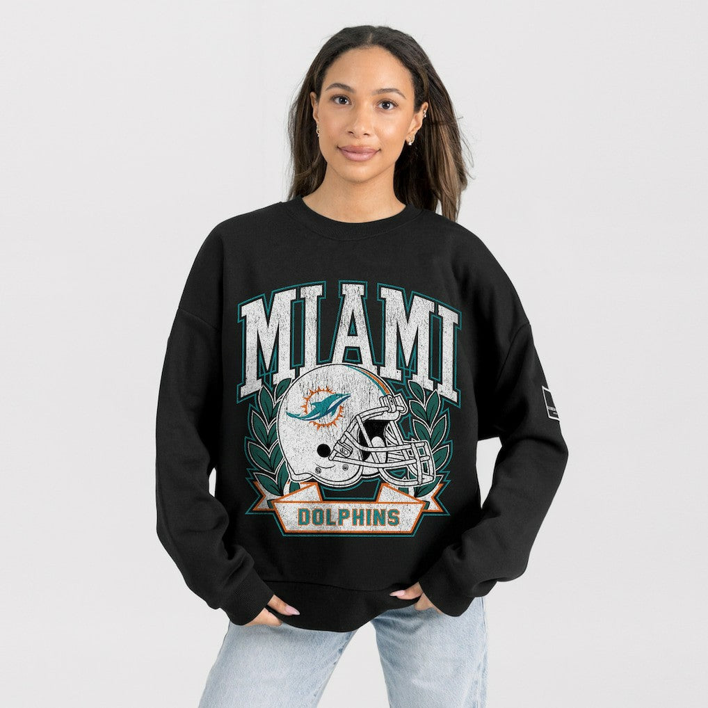NFL Miami Dolphins Gameday Couture Women's Oversized Victory Lane Black Label Premium Fleece Sweatshirt