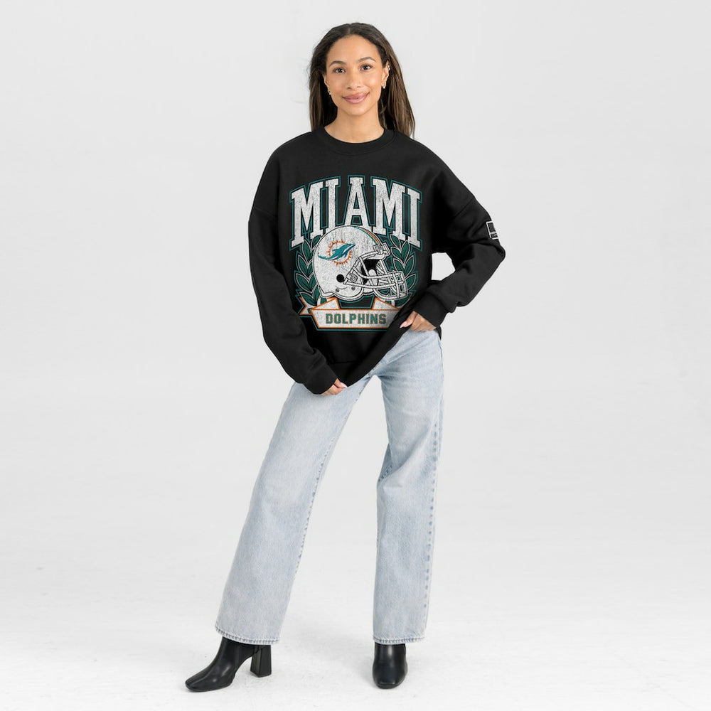 NFL Miami Dolphins Gameday Couture Women's Oversized Victory Lane Black Label Premium Fleece Sweatshirt