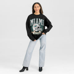 NFL Miami Dolphins Gameday Couture Women's Oversized Victory Lane Black Label Premium Fleece Sweatshirt