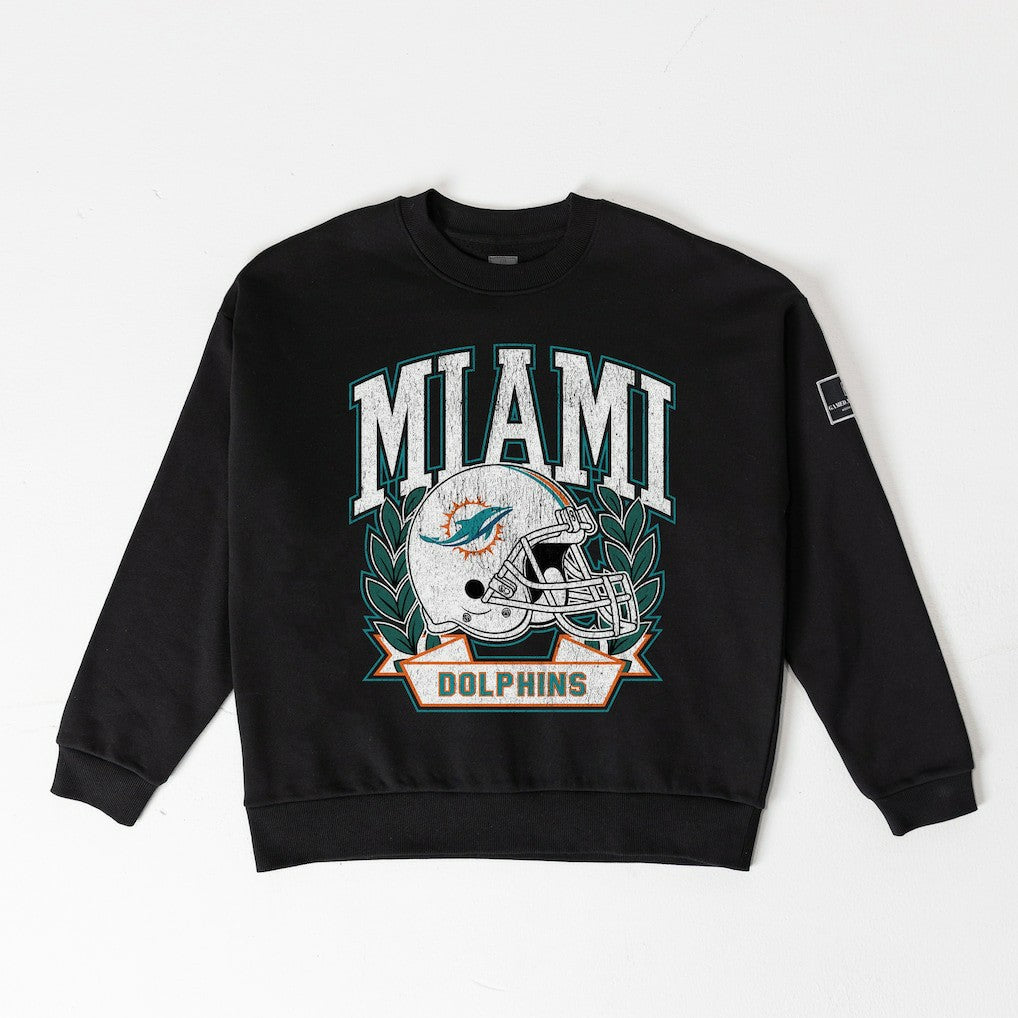 NFL Miami Dolphins Gameday Couture Women's Oversized Victory Lane Black Label Premium Fleece Sweatshirt