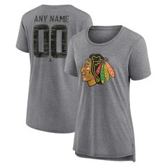 Chicago Blackhawks Women's Heritage Custom Tri-Blend T-Shirt