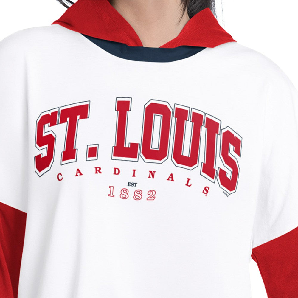 St. Louis Cardinals G-III 4Her by Carl Banks Women's Key Player Oversized Hooded Long Sleeve T-Shirt - White/Red