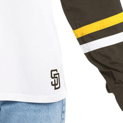 San Diego Padres G-III 4Her by Carl Banks Women's Key Player Oversized Hooded Long Sleeve T-Shirt - White/Brown