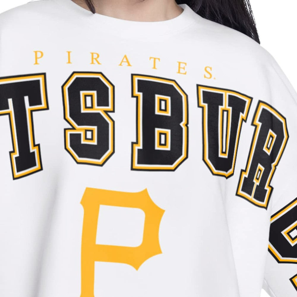 Pittsburgh Pirates G-III 4Her by Carl Banks Women's Bleachers Cropped Pullover Sweatshirt - White