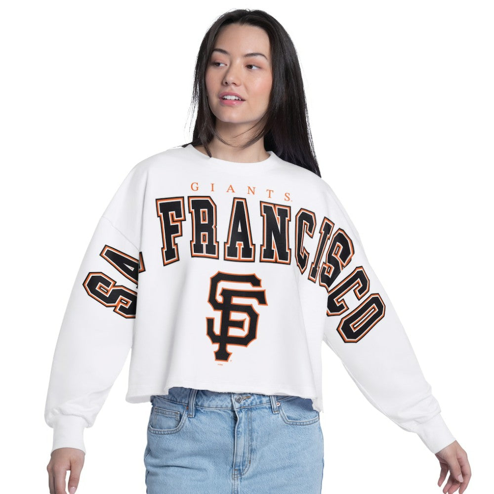 San Francisco Giants G-III 4Her by Carl Banks Women's Bleachers Cropped Pullover Sweatshirt - White