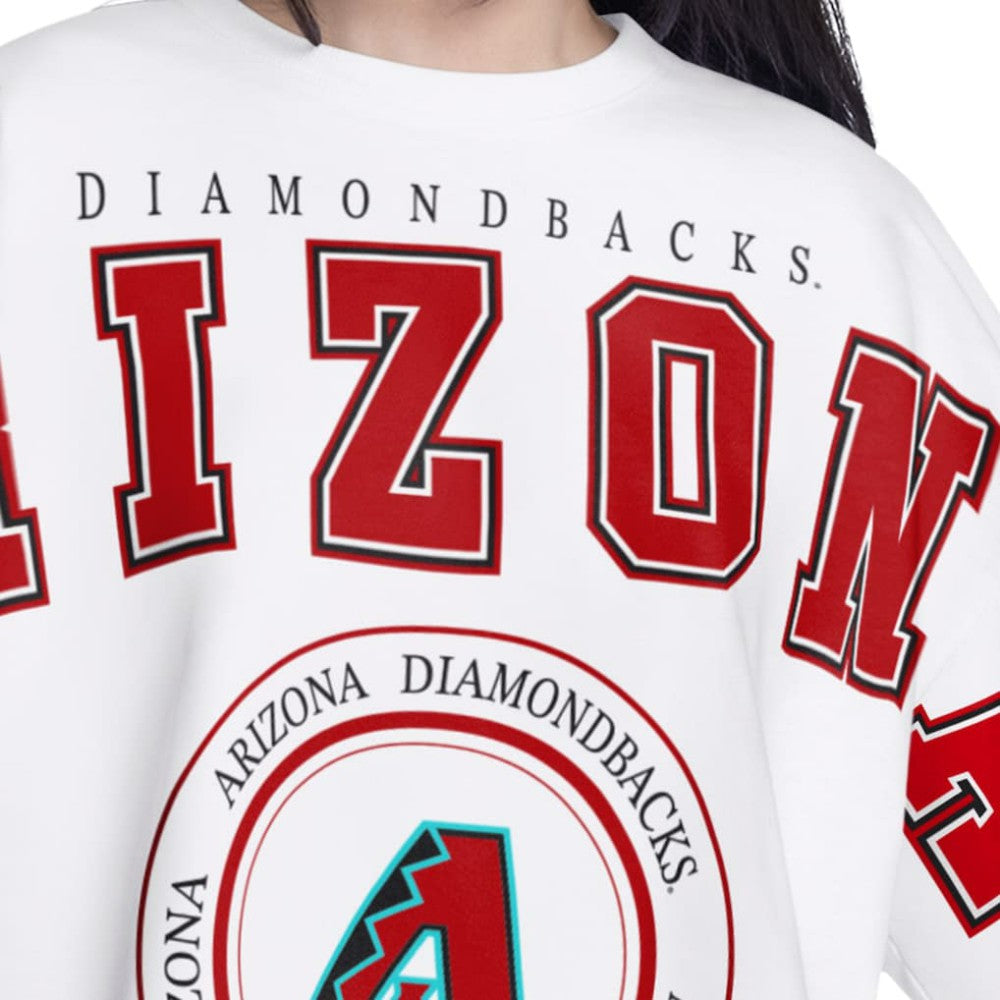 Arizona Diamondbacks G-III 4Her by Carl Banks Women's Bleachers Cropped Pullover Sweatshirt - White