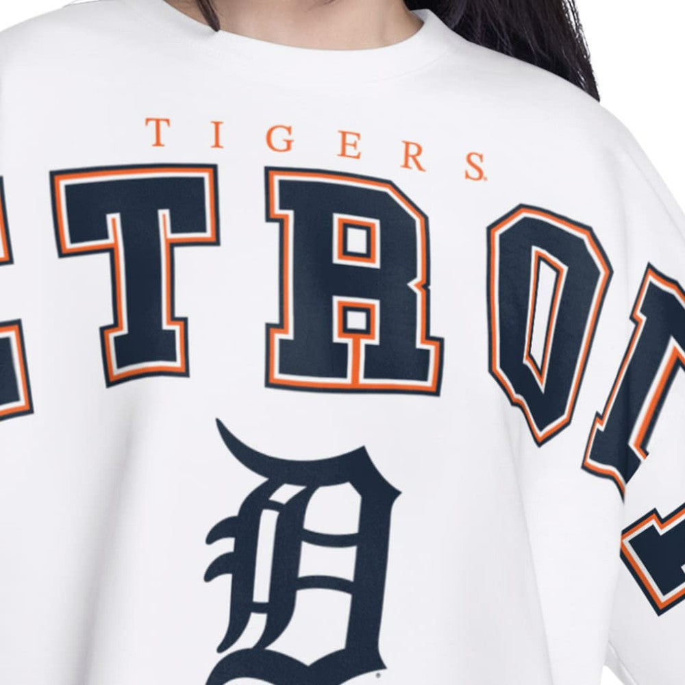 Detroit Tigers G-III 4Her by Carl Banks Women's Bleachers Cropped Pullover Sweatshirt - White