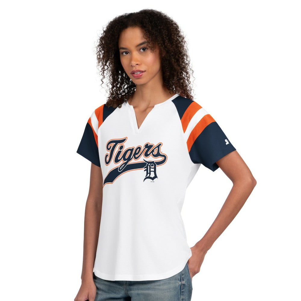 Detroit Tigers Starter Women's Game On Notch Neck T-Shirt - White