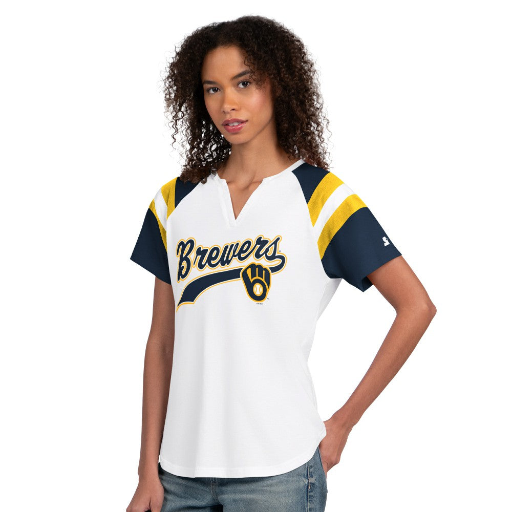 Milwaukee Brewers Starter Women's Game On Notch Neck T-Shirt - White