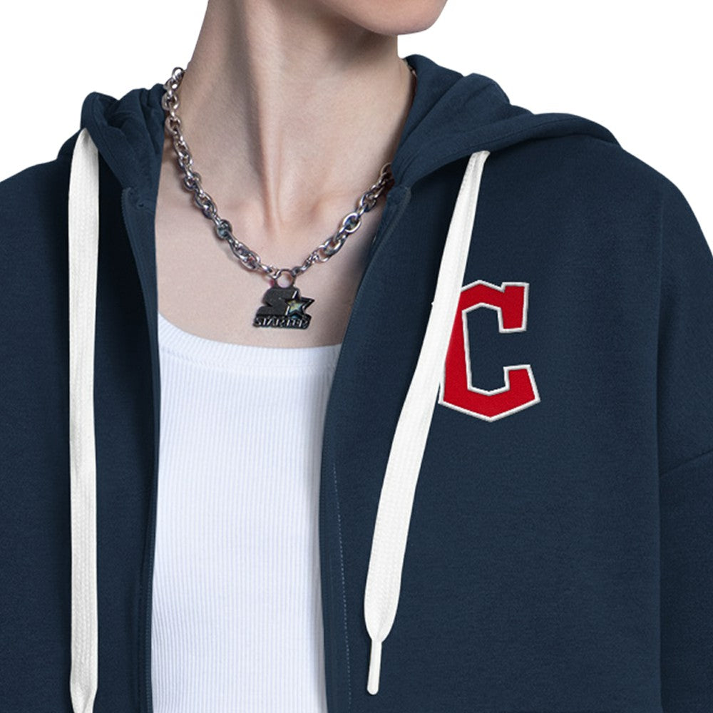 Cleveland Guardians Starter Women's Wishbone Full-Zip Hoodie - Navy/Heather Gray