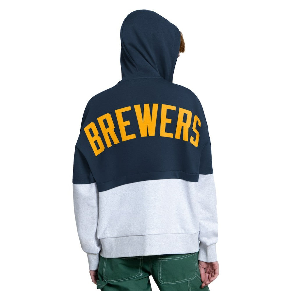 Milwaukee Brewers Starter Women's Wishbone Full-Zip Hoodie - Navy/Heather Gray