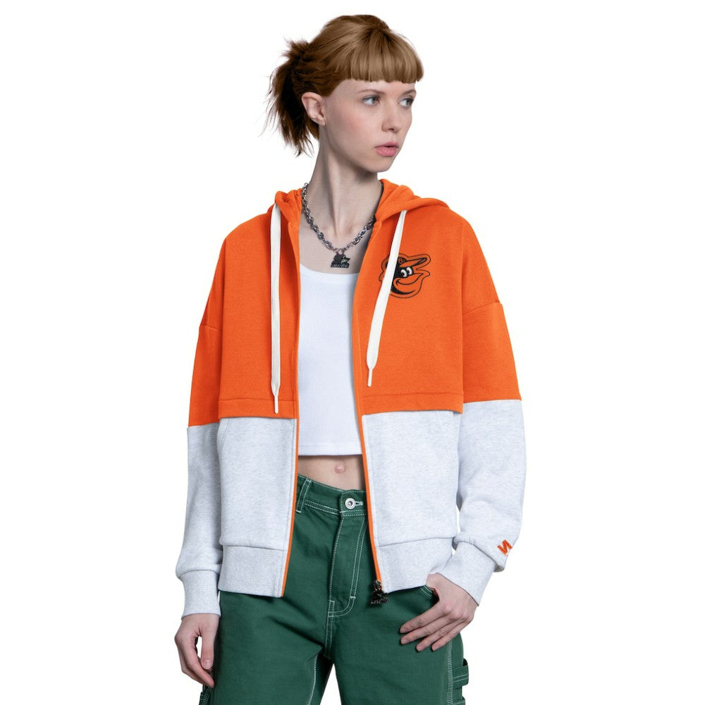 Baltimore Orioles Starter Women's Wishbone Full-Zip Hoodie - Orange/Heather Gray