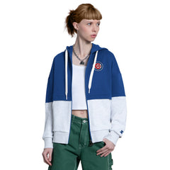 Chicago Cubs Starter Women's Wishbone Full-Zip Hoodie - Royal/Heather Gray