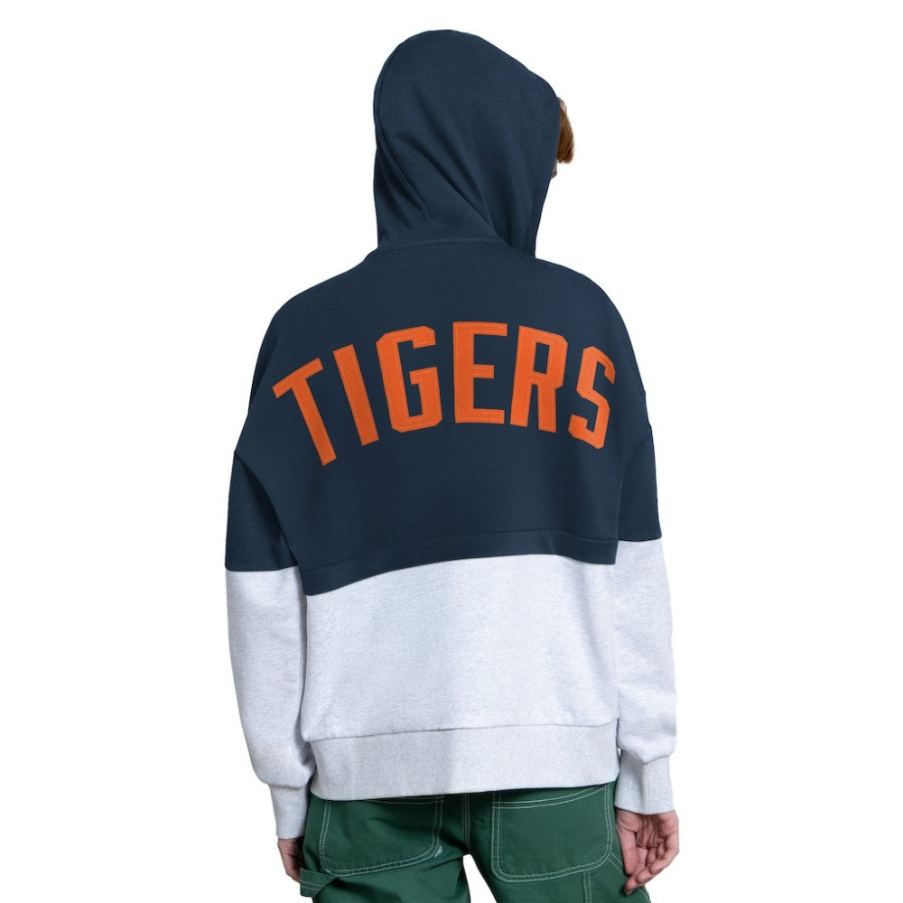 Detroit Tigers Starter Women's Wishbone Full-Zip Hoodie - Navy/Heather Gray