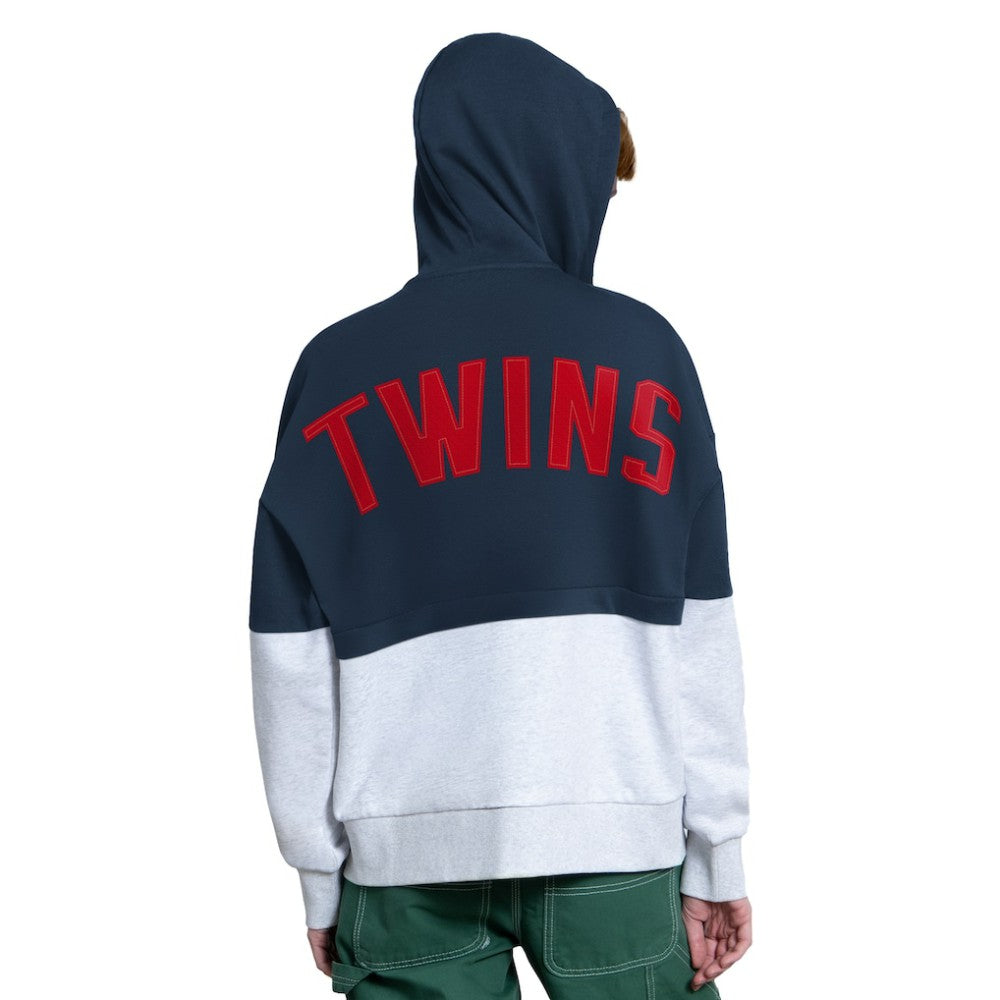 Minnesota Twins Starter Women's Wishbone Full-Zip Hoodie - Navy/Heather Gray