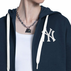 New York Yankees Starter Women's Wishbone Full-Zip Hoodie - Navy/Heather Gray