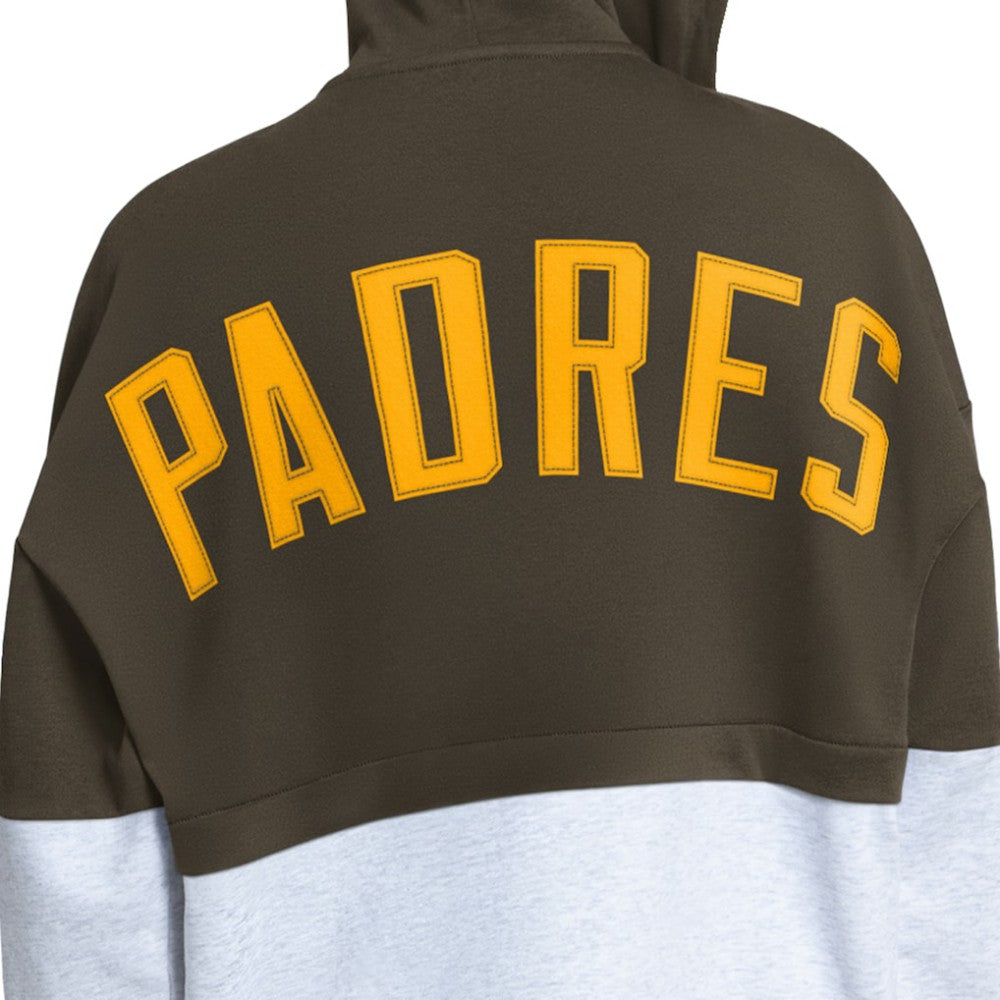 San Diego Padres Starter Women's Wishbone Full-Zip Hoodie - Brown/Heather Gray