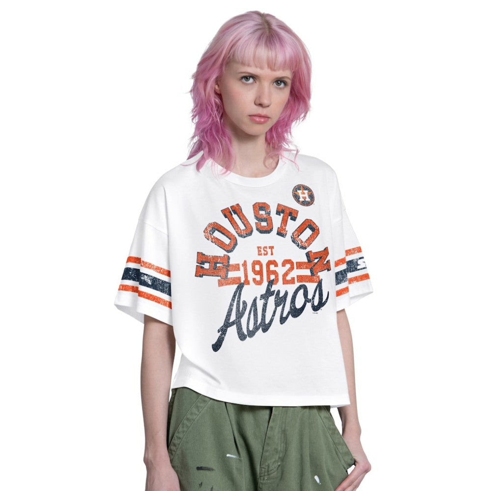 Houston Astros Starter Women's Cropped Hurry Up Offense T-Shirt - White