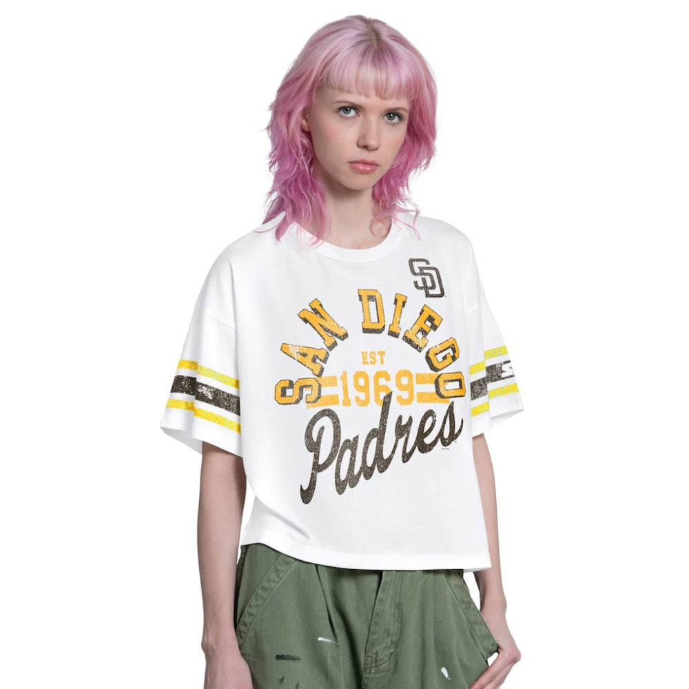 San Diego Padres Starter Women's Cropped Hurry Up Offense T-Shirt - White