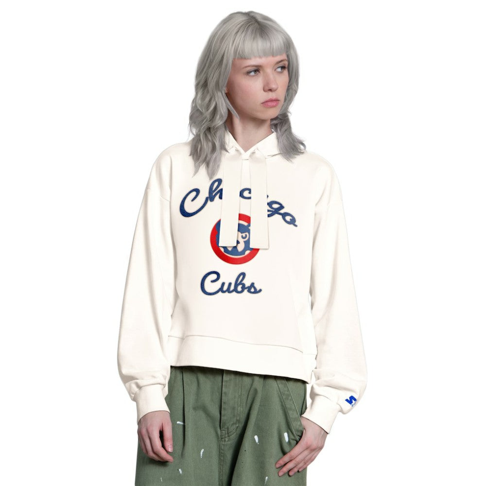Chicago Cubs Starter Women's Baseline Hoodie Sweatshirt - Cream