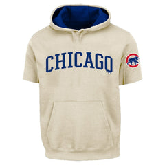 Chicago Cubs Profile Big & Tall Contrast Short Sleeve Hoodie - Cream