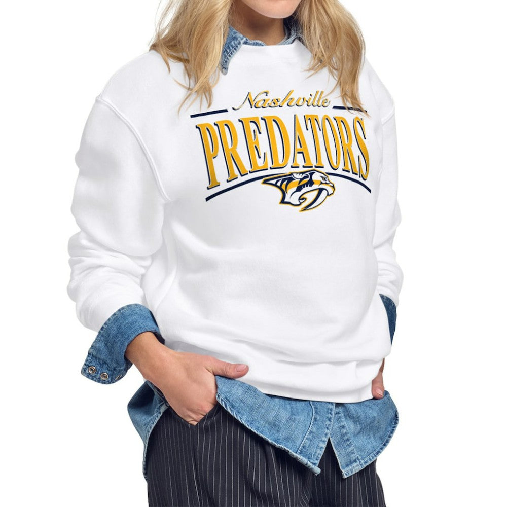 Nashville Predators Starter Women's Arch Stripe Fleece Sweatshirt