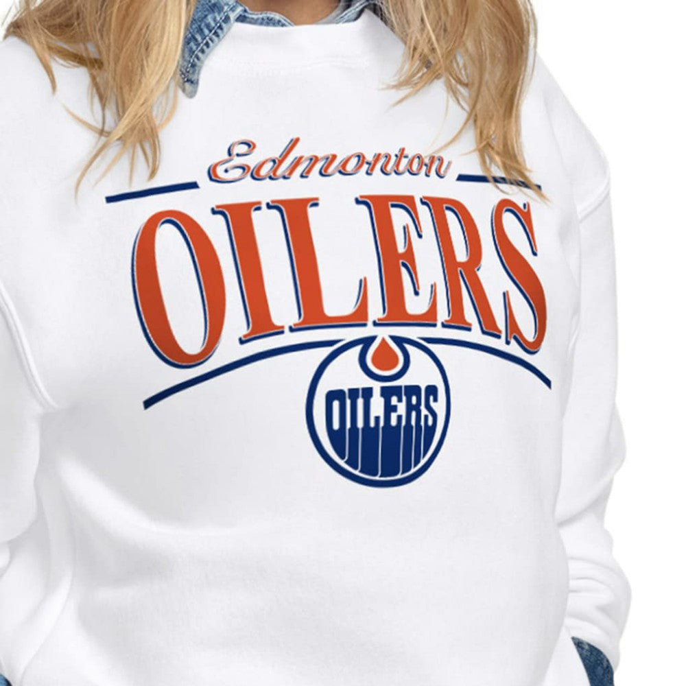 Edmonton Oilers Starter Women's Arch Stripe Fleece Sweatshirt