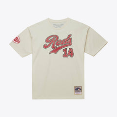 Pete Rose Cincinnati Reds Cooperstown Collection Throwback Name & Number T-Shirt - Cream | Mitchell & Ness
