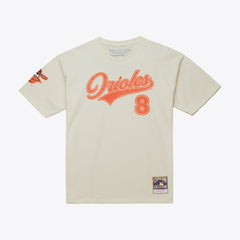 Cal Ripken Jr. Baltimore Orioles Cooperstown Collection Throwback Name & Number T-Shirt - Cream | Mitchell & Ness