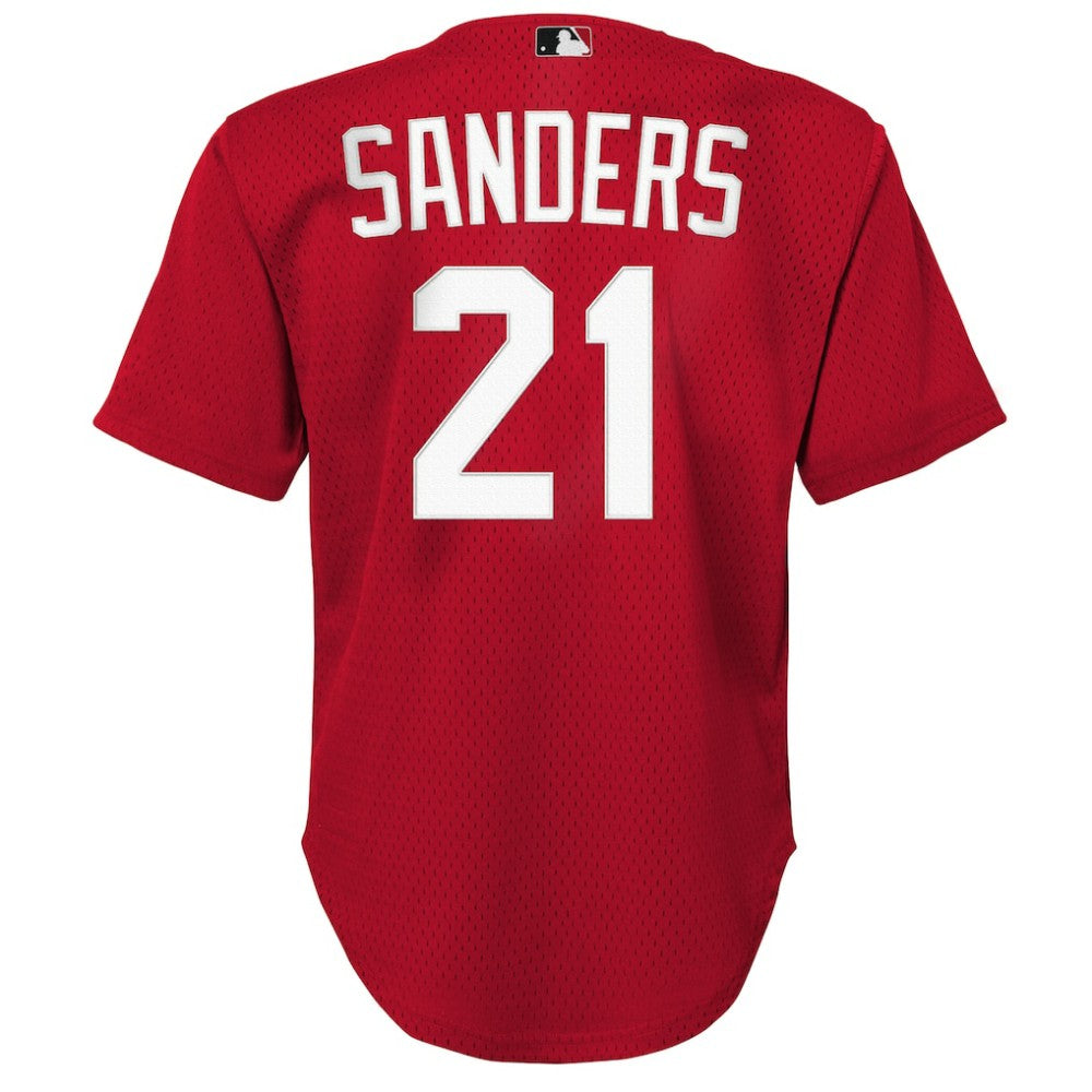 Deion Sanders Cincinnati Reds Youth Cooperstown Mesh Batting Practice Jersey - Red | Mitchell & Ness