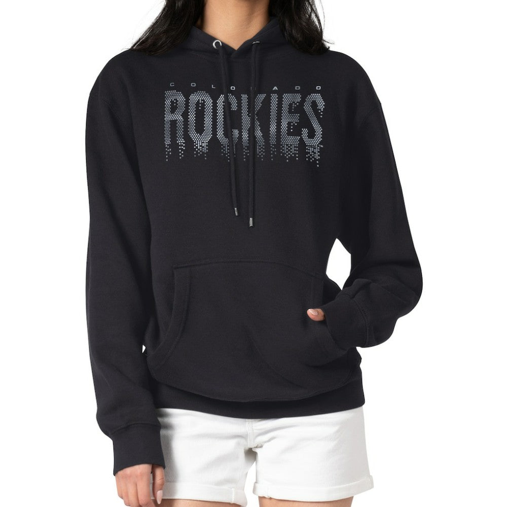 Colorado Rockies G-III 4Her by Carl Banks Women's Metallic Drop Fleece Hoodie - Black
