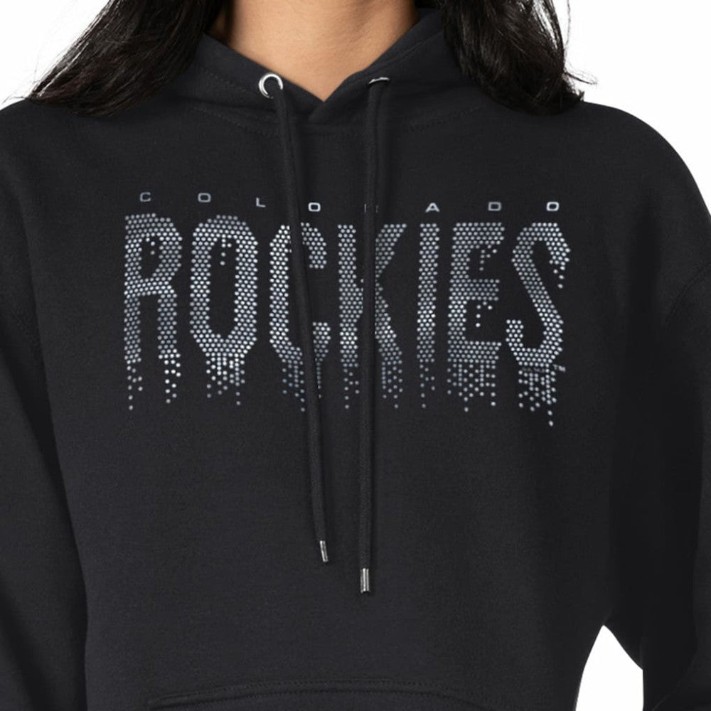Colorado Rockies G-III 4Her by Carl Banks Women's Metallic Drop Fleece Hoodie - Black