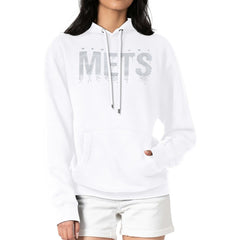 New York Mets G-III 4Her by Carl Banks Women's Metallic Drop Fleece Hoodie - White
