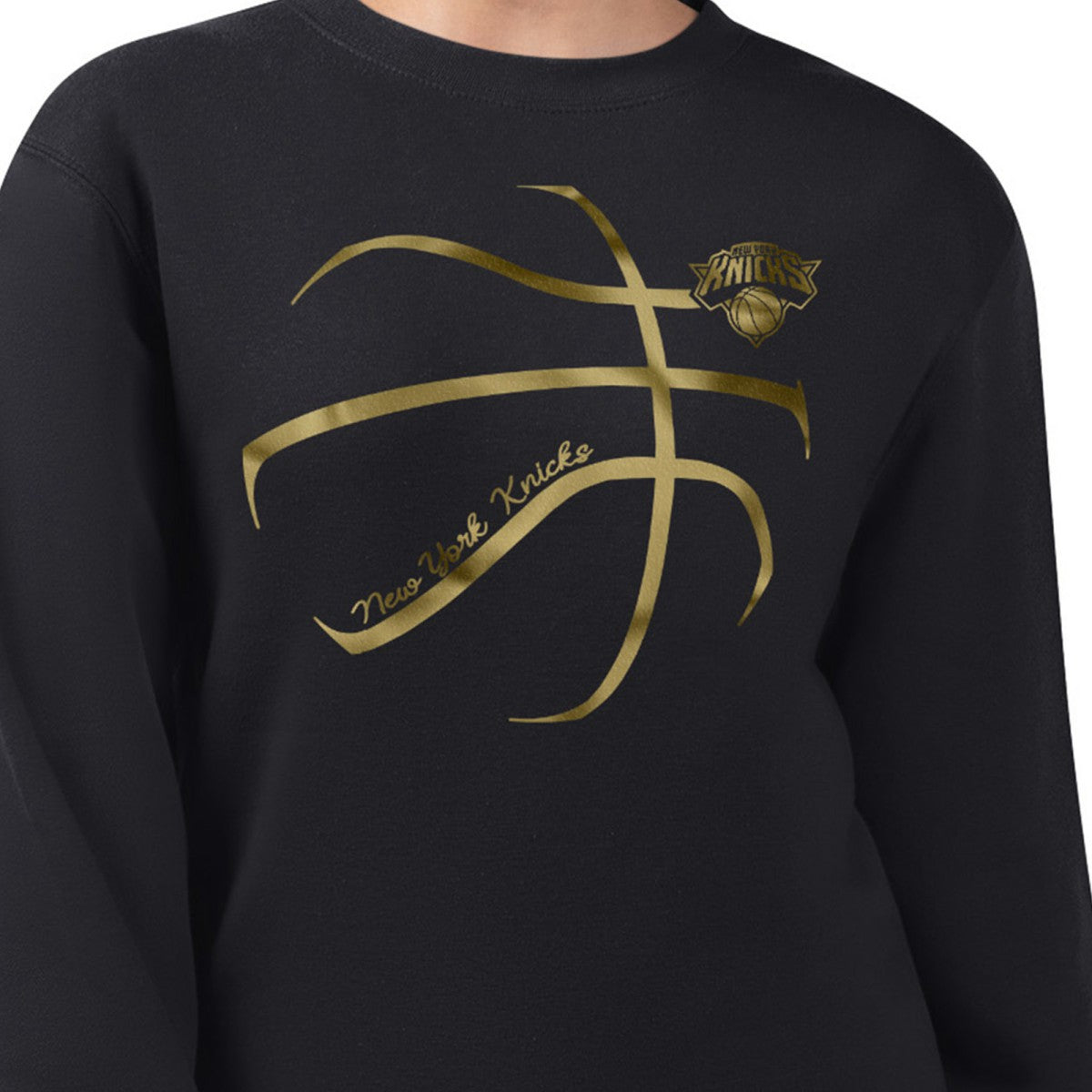New York Knicks G-III 4Her by Carl Banks Women's Metallic Print Basketball Sketch Fleece Sweatshirt - Black on sale