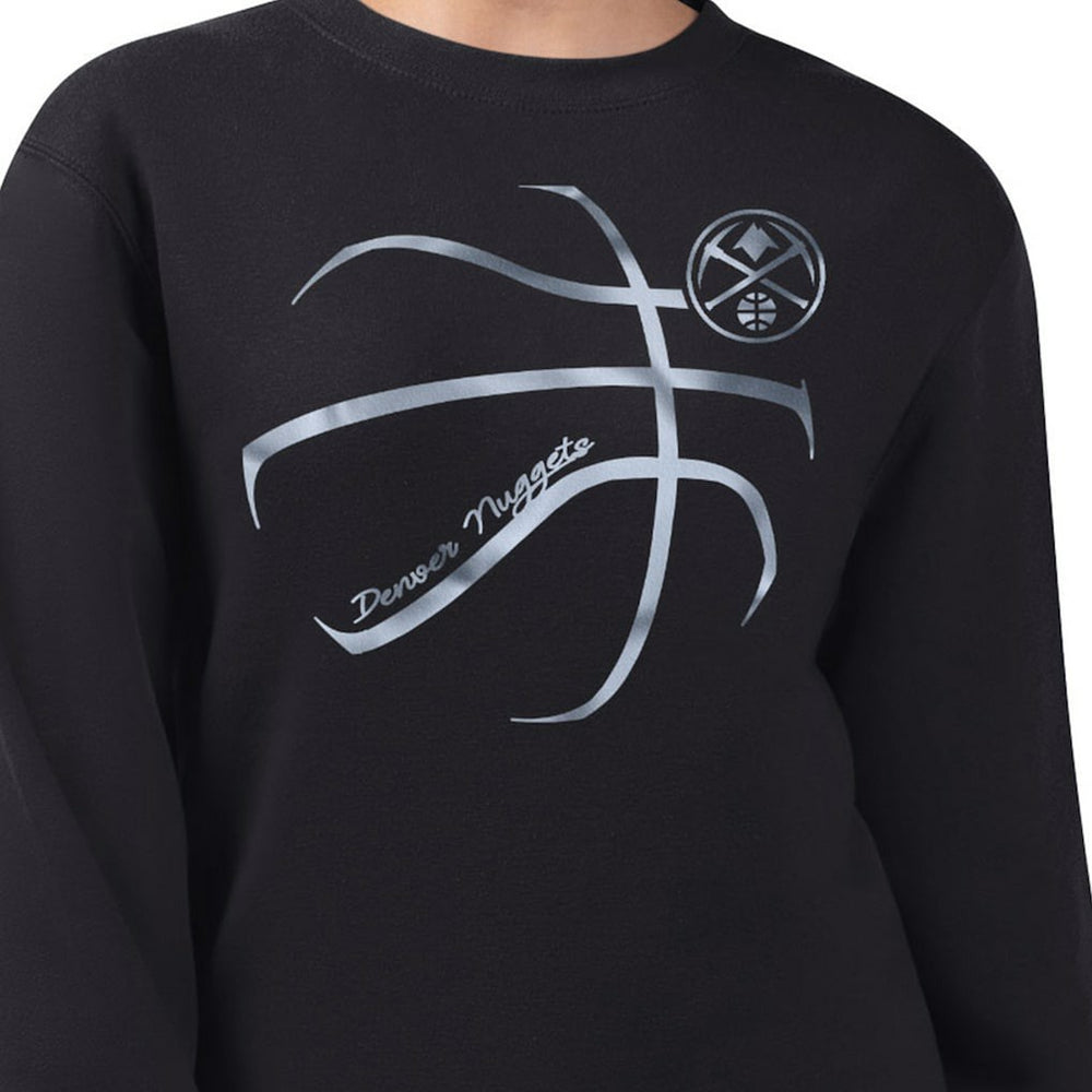 Denver Nuggets G-III 4Her by Carl Banks Women's Metallic Print Basketball Sketch Fleece Sweatshirt sale - Black discount