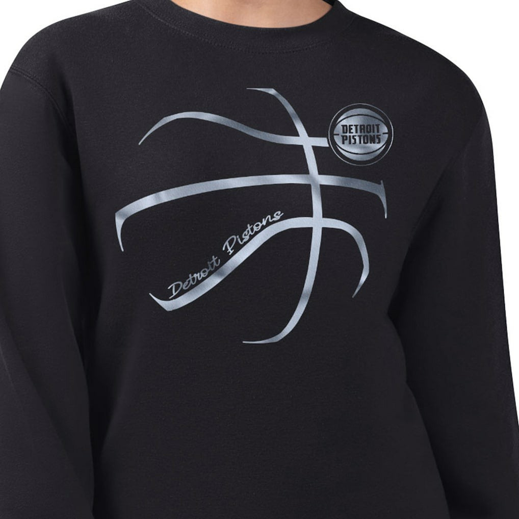 Detroit Pistons G-III 4Her by Carl Banks Women's Metallic Print Basketball Sketch Fleece Sweatshirt sale - Black online