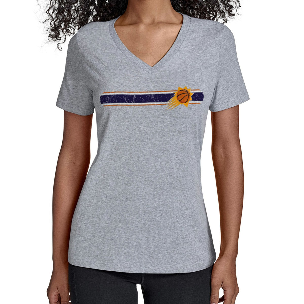Phoenix Suns Starter Women's Team Stripe V-Neck T-Shirt - Gray shop