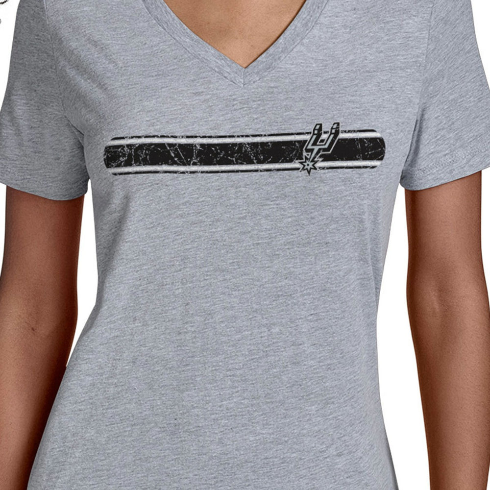 San Antonio Spurs Starter Women's Team Stripe V-Neck T-Shirt - Gray outlet