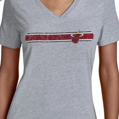 Miami Heat Starter Women's Team Stripe V-Neck T-Shirt - Gray cheap
